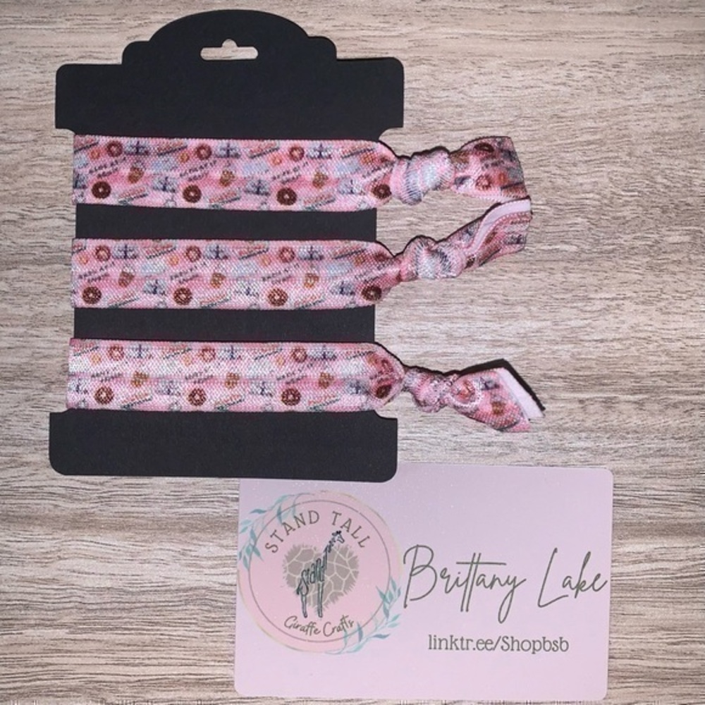 $7ea or 3/$15 Dunkin Donuts coffee lover hair tie set new handmade